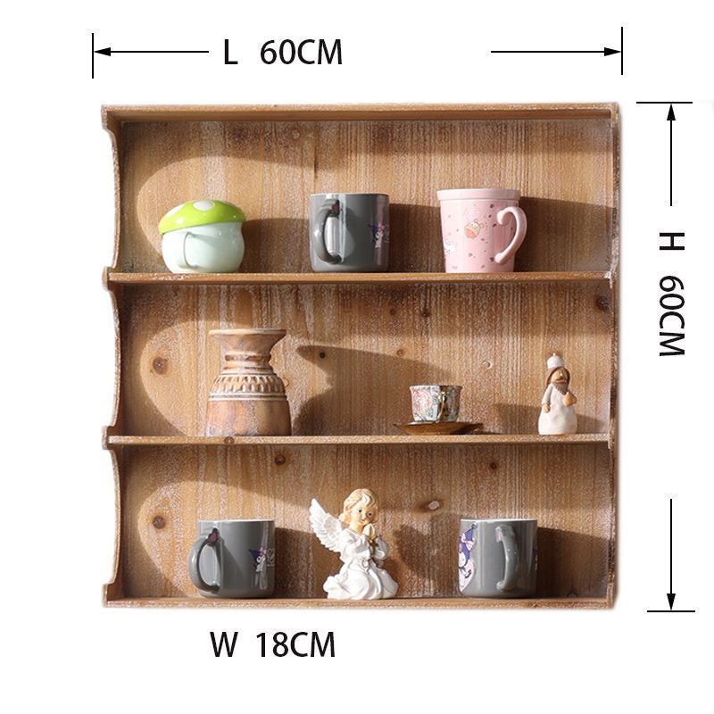 Vintage Maison Scalloped Tiered Wall Shelf | Rustic Pine Display Riser