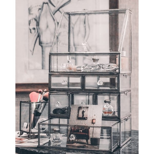 Elegant Glass Vanity Organizer – Multi-Purpose Glass Storage Tower 7 Drawers