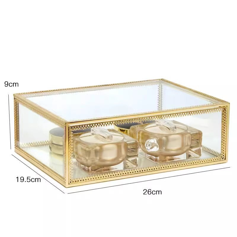 Elegant Glass Vanity Organizer – Multi-Purpose Glass Storage Tower 7 Drawers