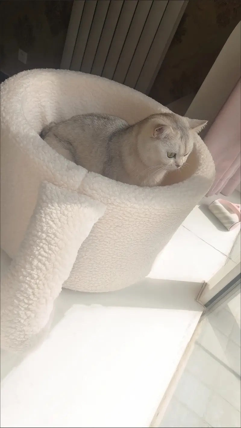 Cozy Cat Cup Bed β Cute Coffee Mug Cat House with Plush Comfort