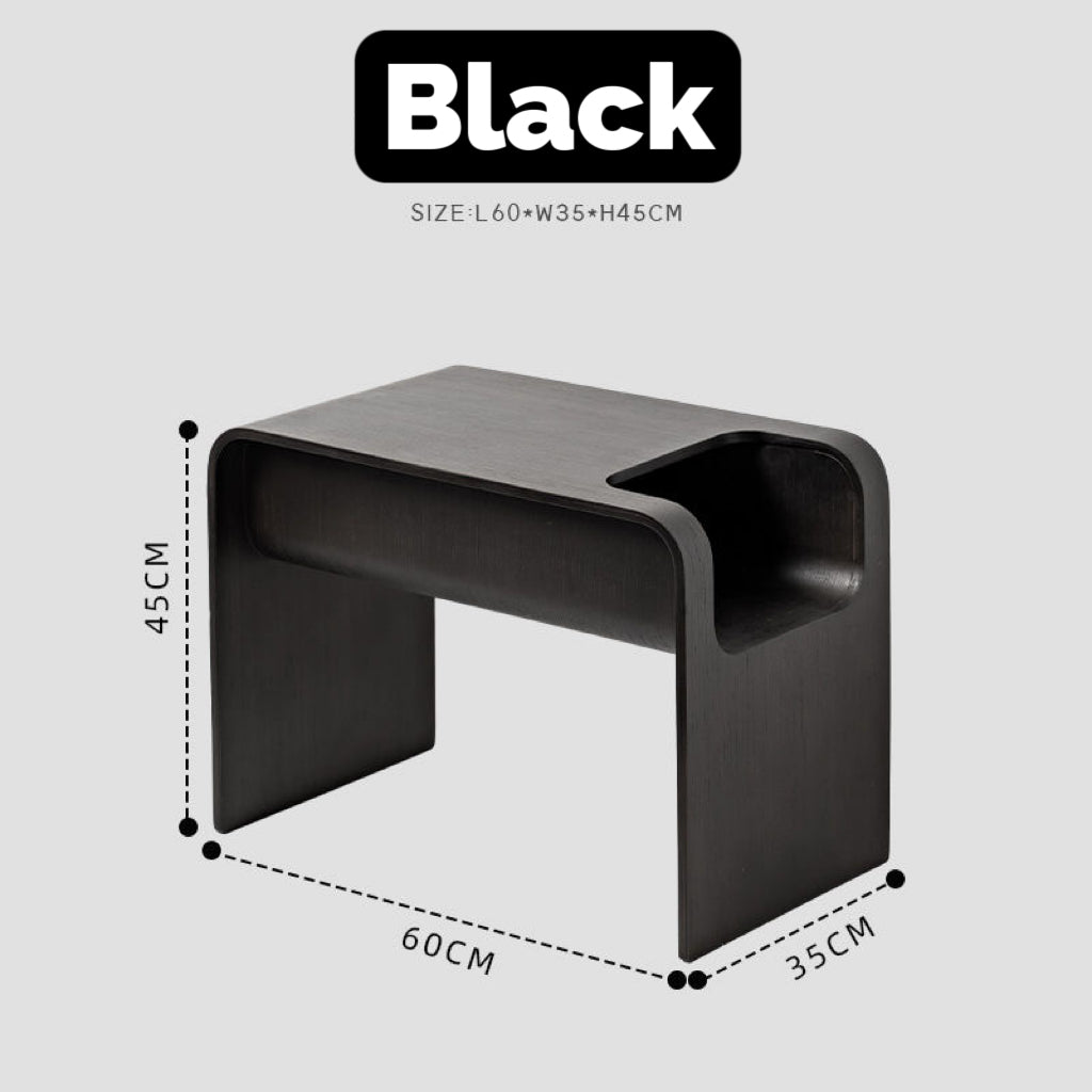 Minimalist Wooden Side Table with Storage – C-Shaped Multi-Functional End Table for Living Room & Bedroom