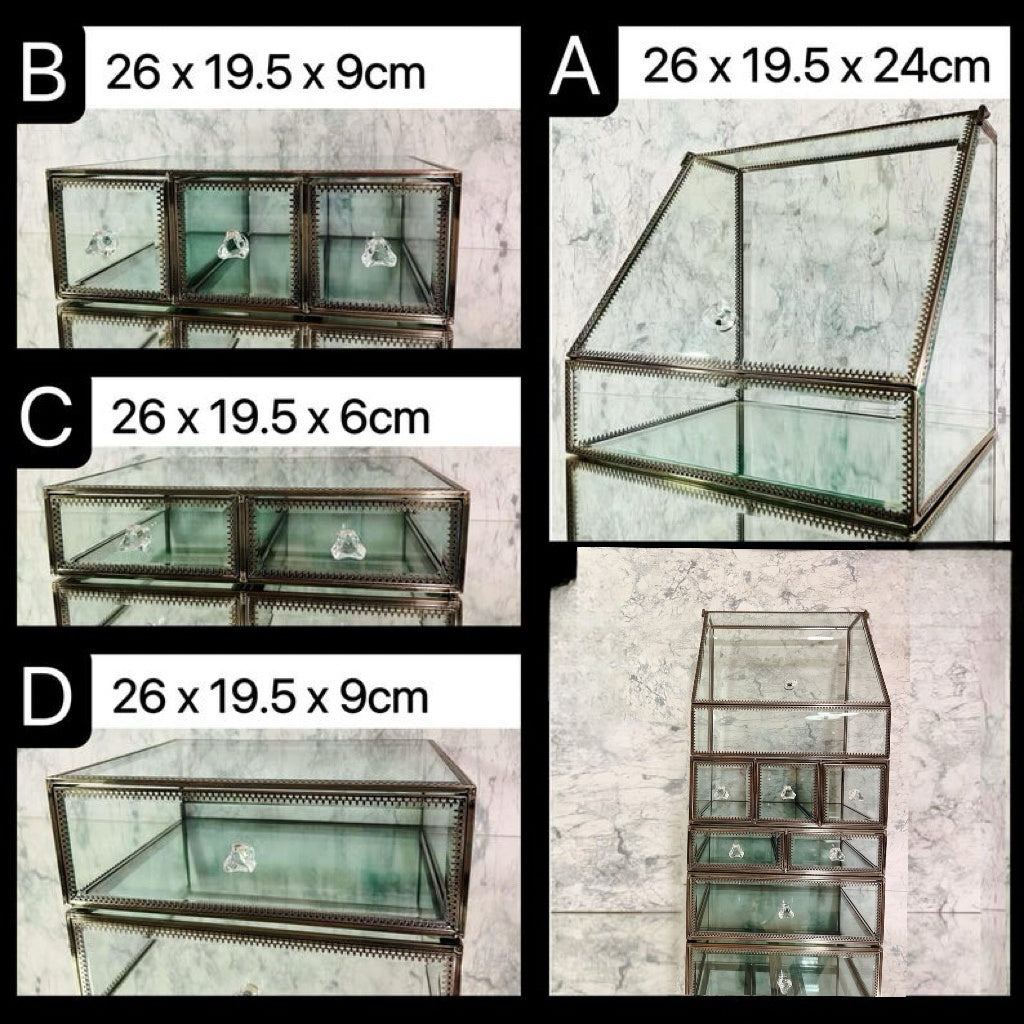 Elegant Glass Vanity Organizer – Multi-Purpose Glass Storage Tower 7 Drawers