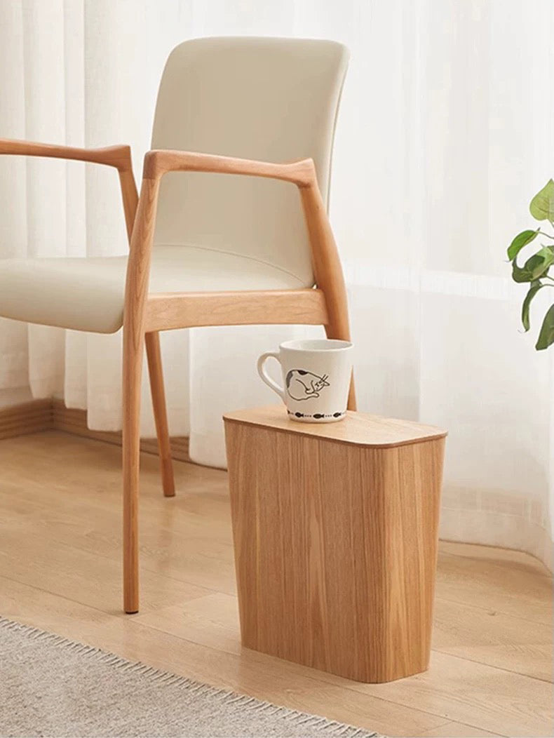 Wooden-Style Trash Bin with Optional Rotating Lid – Modern & Functional Design