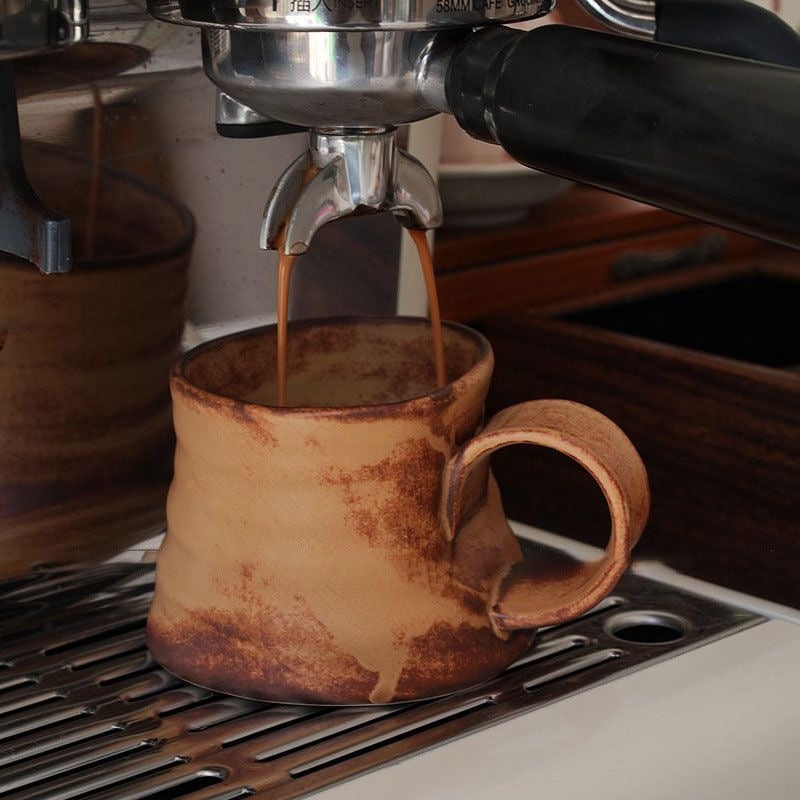 Rustic Handmade Ceramic Mug – Artisan Coffee Cup with Unique Handle Design