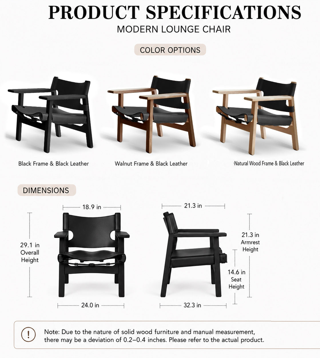 Spanish Chair | Solid Wood & Saddle Leather Sling Lounge Chair