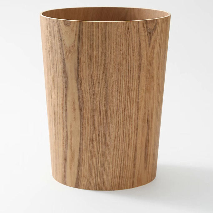 Wooden-Style Trash Bin with Optional Rotating Lid – Modern & Functional Design