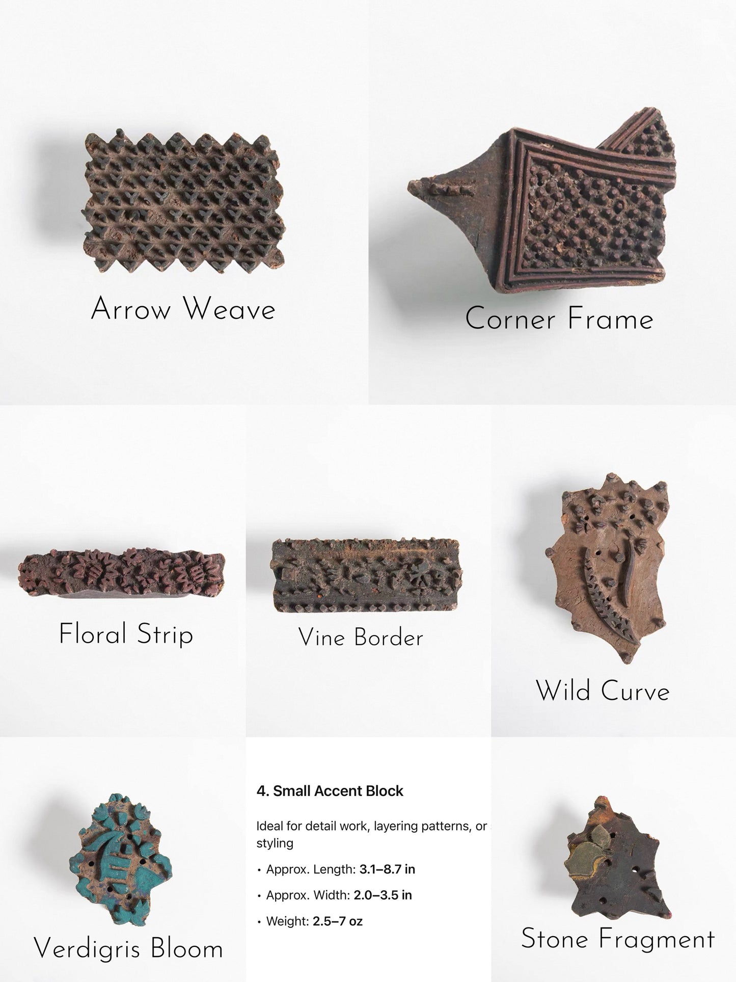 Vintage Indian Wooden Block Stamps – Hand-Carved Textile Printing Blocks