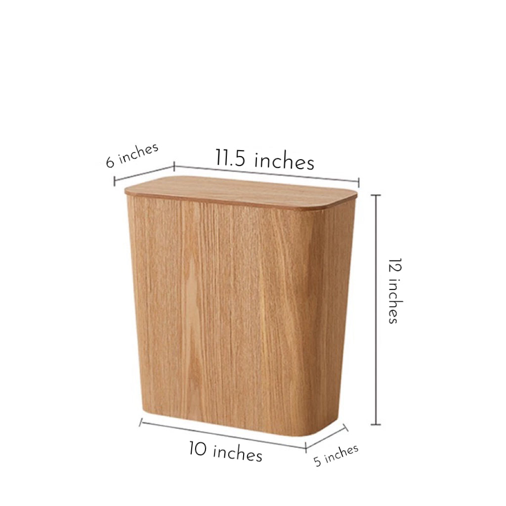 Wooden-Style Trash Bin with Optional Rotating Lid – Modern & Functional Design
