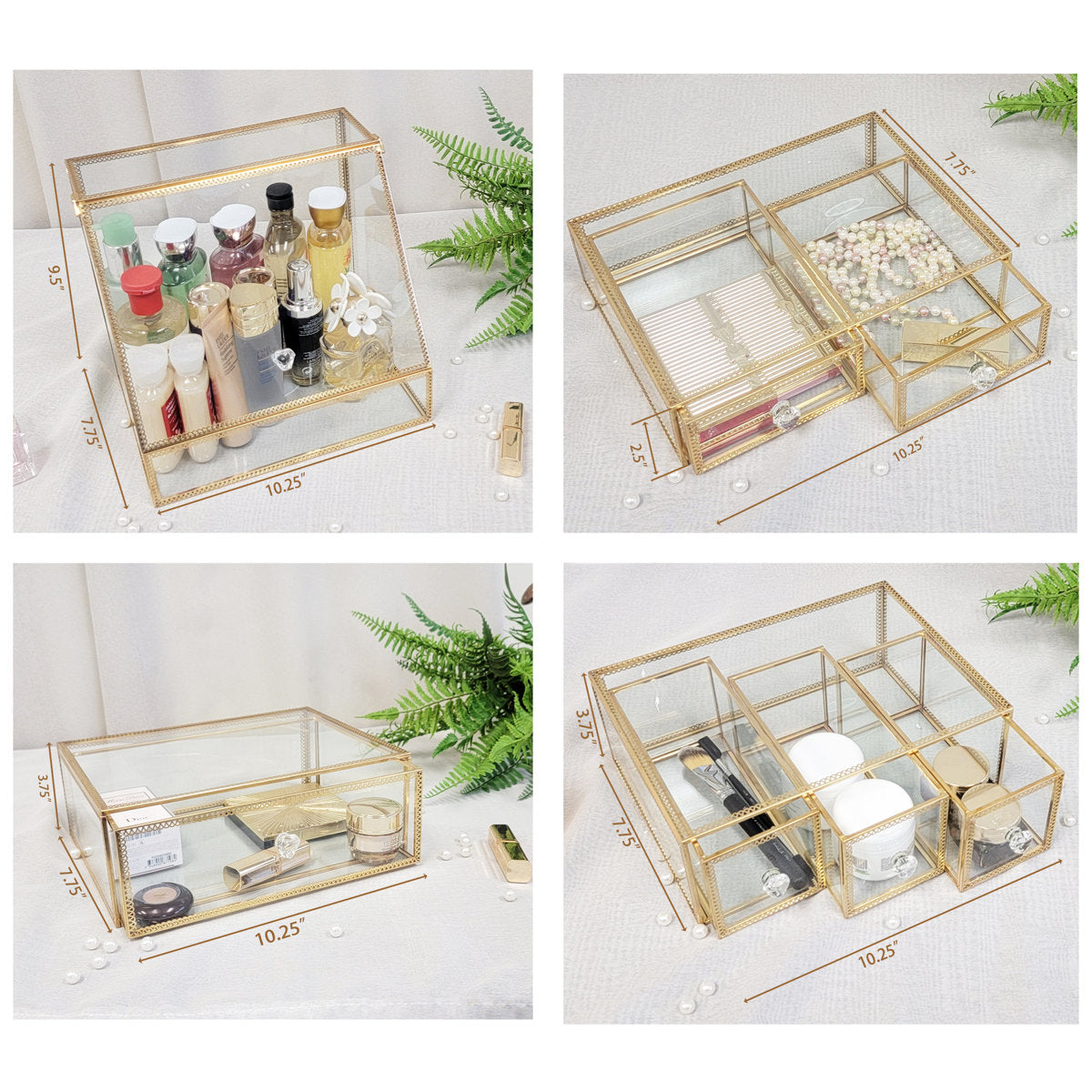 Elegant Glass Vanity Organizer – Multi-Purpose Glass Storage Tower 7 Drawers
