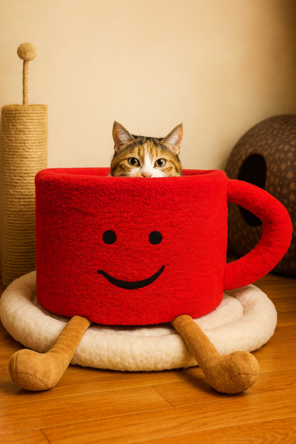 Cozy Cat Cup Bed β Cute Coffee Mug Cat House with Plush Comfort