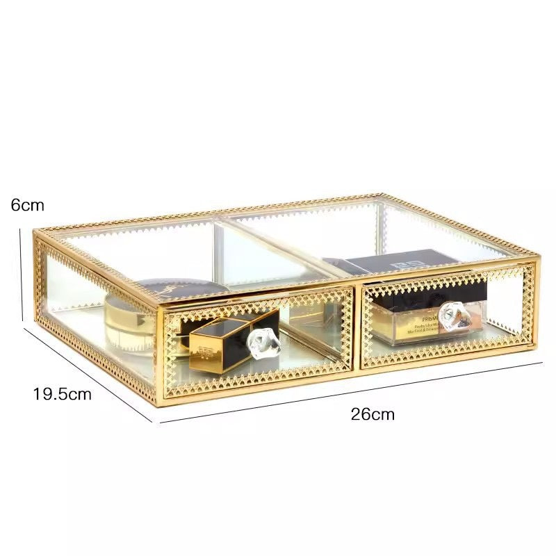 Elegant Glass Vanity Organizer – Multi-Purpose Glass Storage Tower 7 Drawers