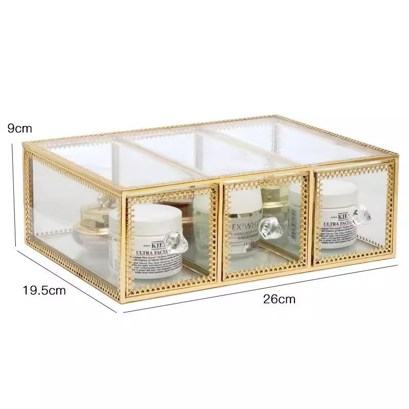 Elegant Glass Vanity Organizer – Multi-Purpose Glass Storage Tower 7 Drawers
