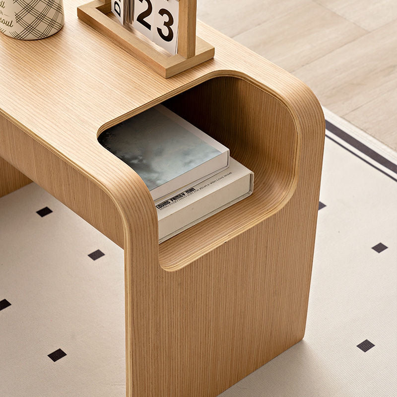 Minimalist Wooden Side Table with Storage – C-Shaped Multi-Functional End Table for Living Room & Bedroom