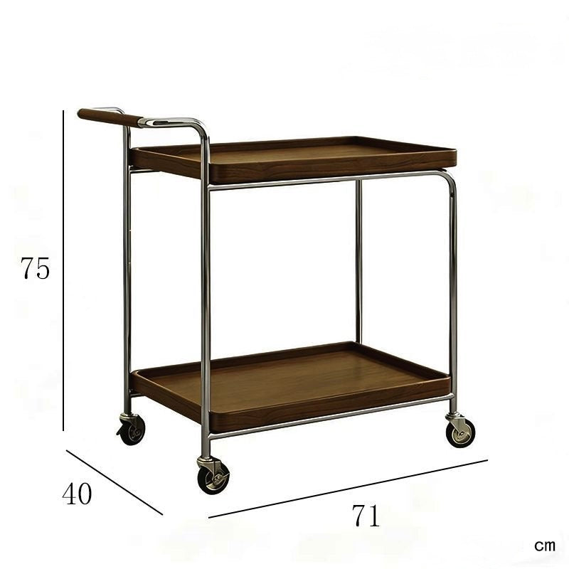 Mid-Century Rolling Bar Cart with Rattan Shelf – Wood & Metal Serving Cart for Coffee Station, Sofa Side Table, Nightstand Cart
2-Tier Rolling Side Table Serving Trolley