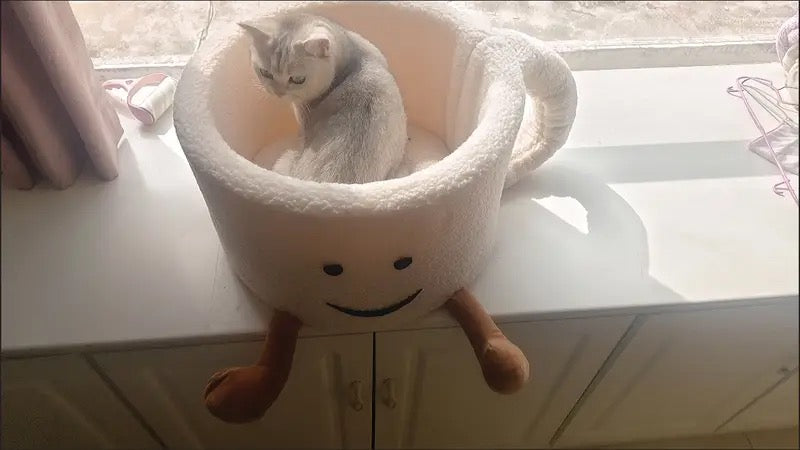 Cozy Cat Cup Bed β Cute Coffee Mug Cat House with Plush Comfort