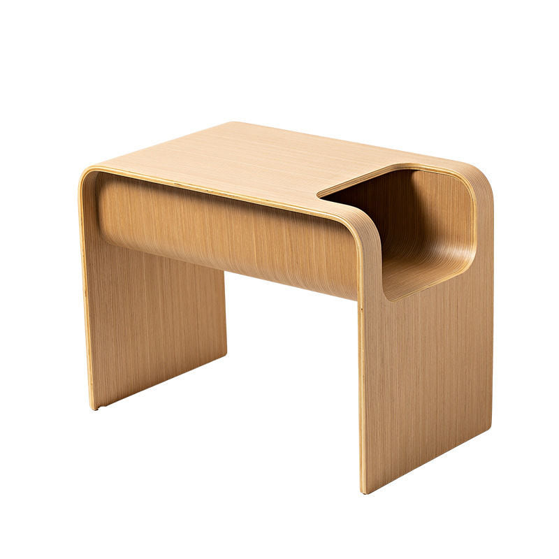 Minimalist Wooden Side Table with Storage – C-Shaped Multi-Functional End Table for Living Room & Bedroom