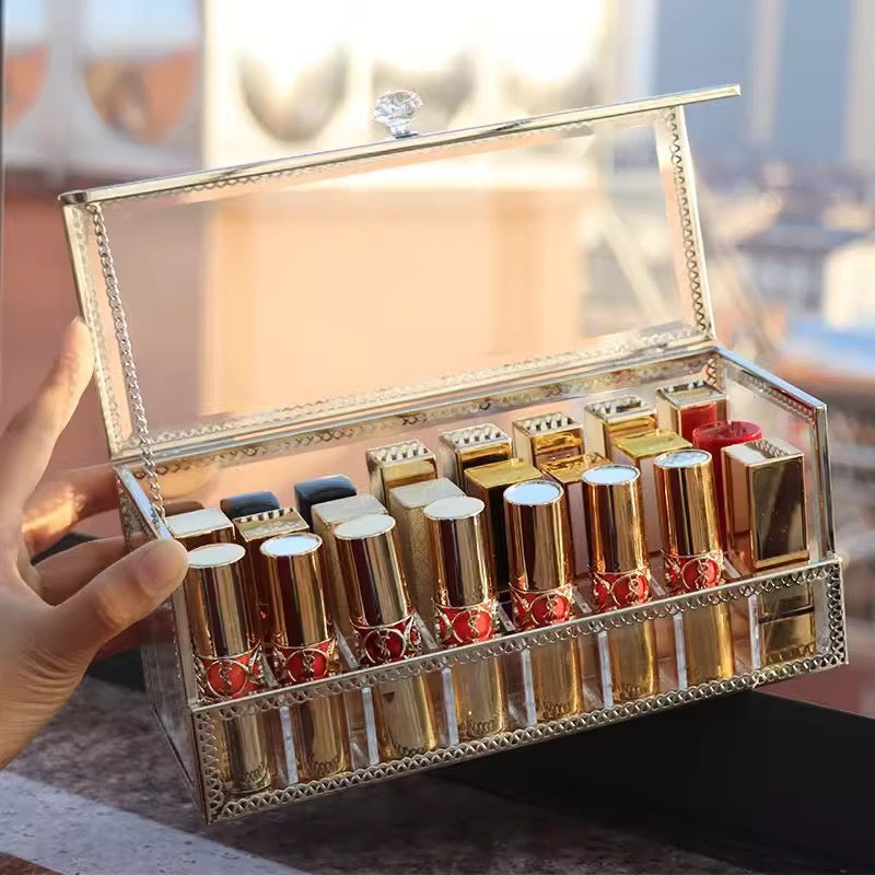 Elegant Glass Vanity Organizer – Multi-Purpose Glass Storage Tower 7 Drawers
