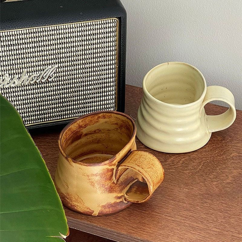 Rustic Handmade Ceramic Mug – Artisan Coffee Cup with Unique Handle Design