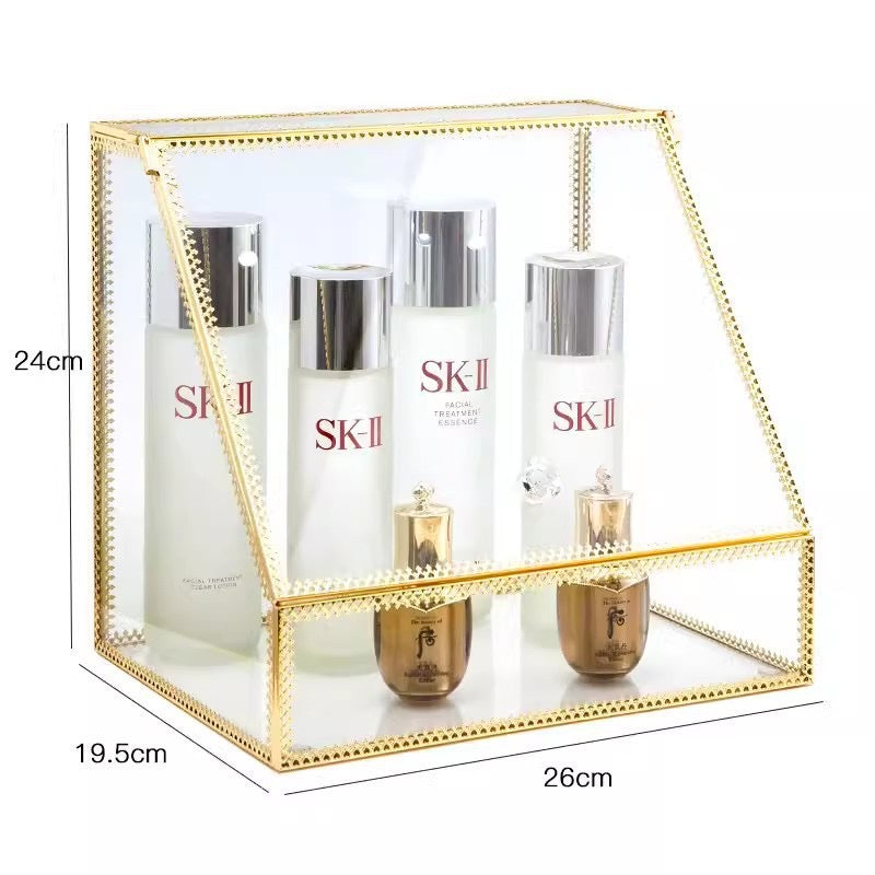 Elegant Glass Vanity Organizer – Multi-Purpose Glass Storage Tower 7 Drawers
