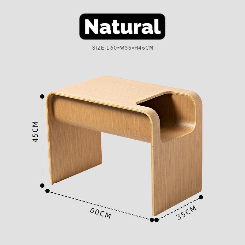Minimalist Wooden Side Table with Storage – C-Shaped Multi-Functional End Table for Living Room & Bedroom