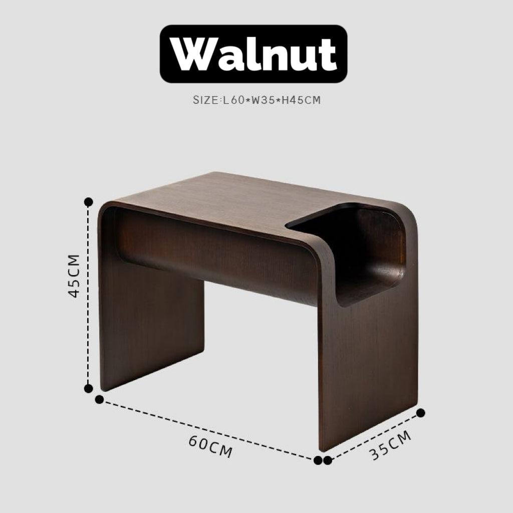 Minimalist Wooden Side Table with Storage – C-Shaped Multi-Functional End Table for Living Room & Bedroom
