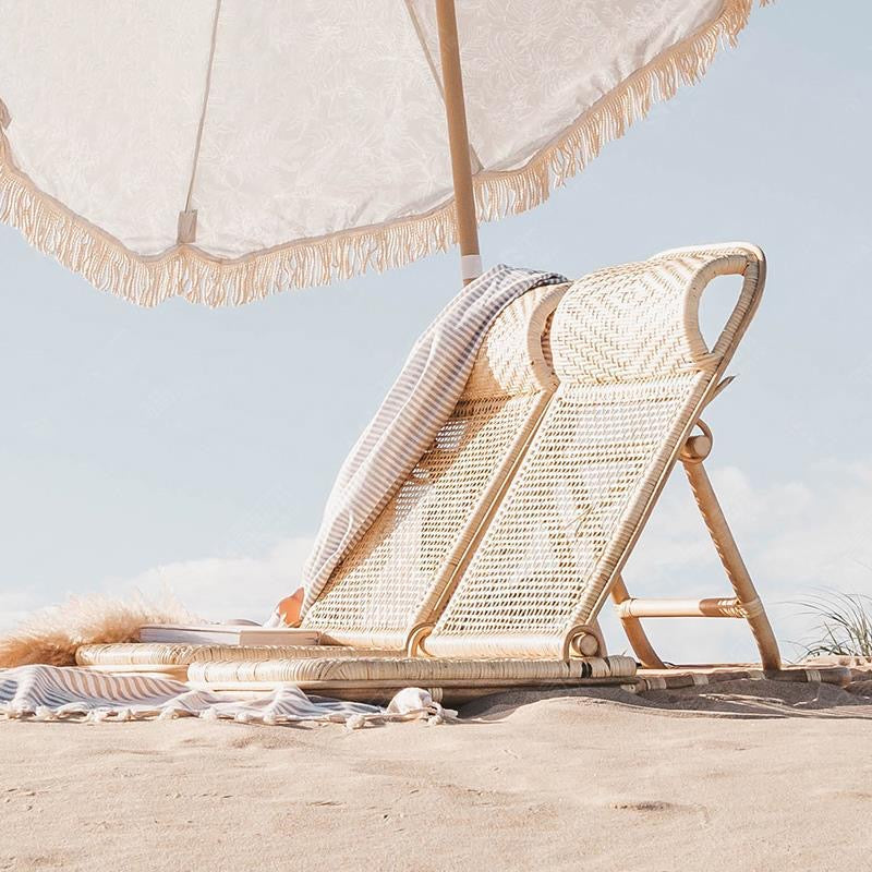 Elegant Rattan Beach Lounger with Adjustable Backrest