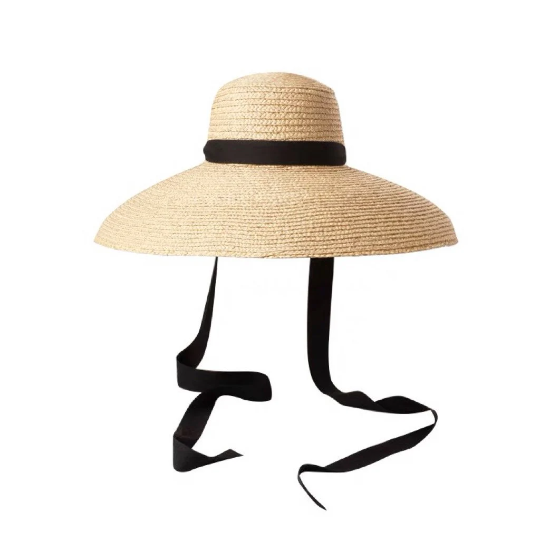 Oversized Wide-Brim Straw Sun Hat β Elegant Raffia Beach Hat with Black Ribbon | Summer UV Protection for Women
