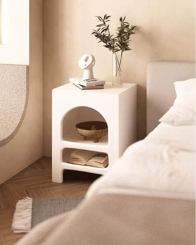 Cave Boho Style Side Tables and Night Stands with Open Storage