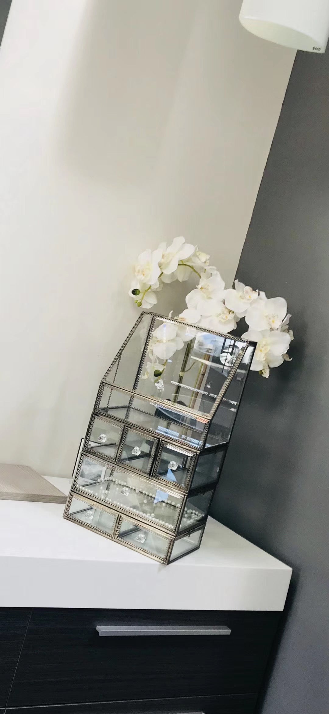 Elegant Glass Vanity Organizer – Multi-Purpose Glass Storage Tower 7 Drawers