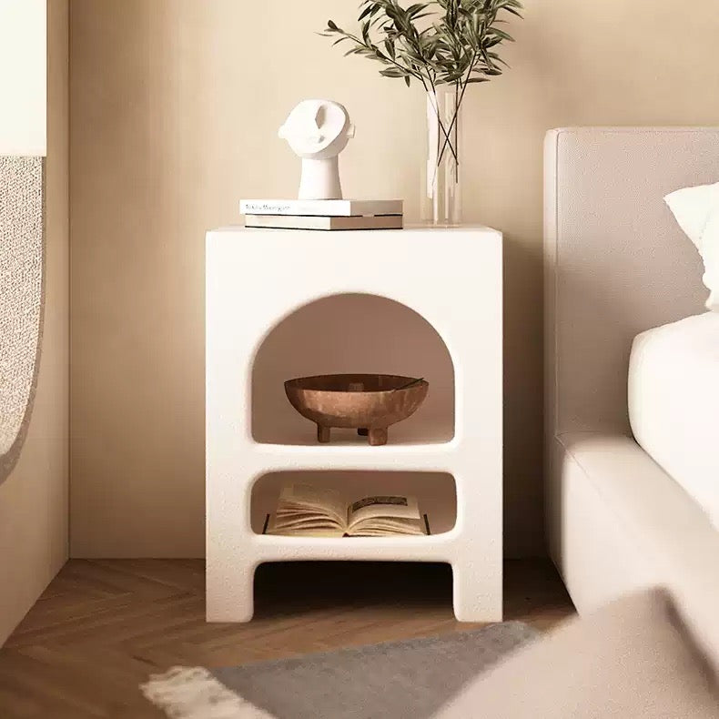 Cave Boho Style Side Tables and Night Stands with Open Storage