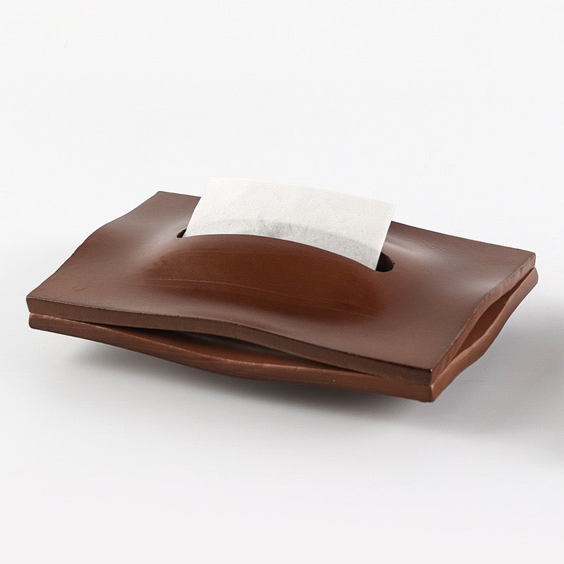 Sculpted Solid Wood Tissue Box Cover