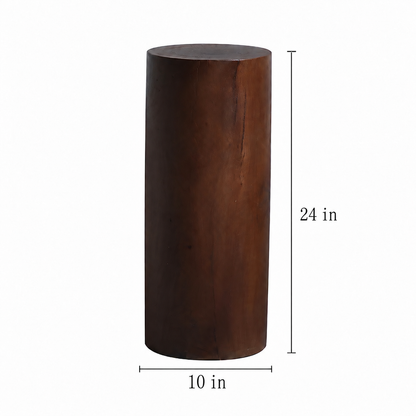Round Solid Wood Pedestal Stand in Dark Walnut