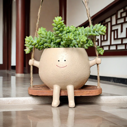 Smiley Face Hanging Planter | Swing Plant Pot for Indoor & Outdoor Décor