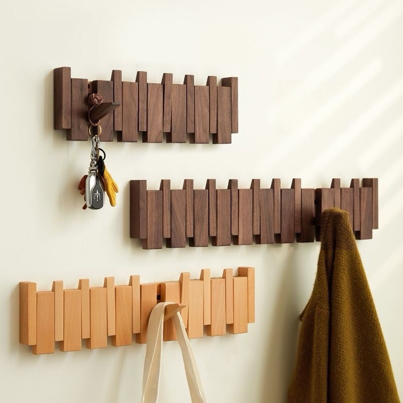 Modern Wooden Wall Hook Rack – Foldable, Space-Saving Coat Rack for Entryway, Bathroom, and Bedroom