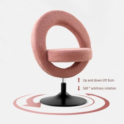 Modern Boucle Swivel Vanity Chair – Donut Accent Chair with 360° Rotation