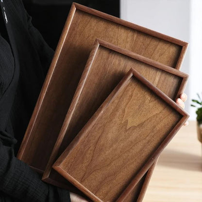 Handcrafted Large Solid Wood Nesting Serving Trays Minimalist Coffee Table & Ottoman Tray Decor
