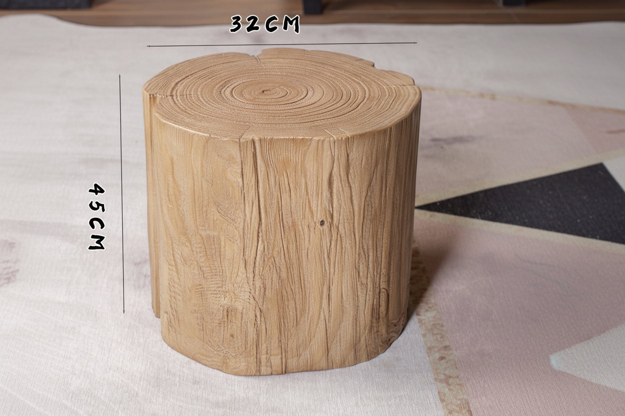 Natural Log Stump Stool & Organic Side Table