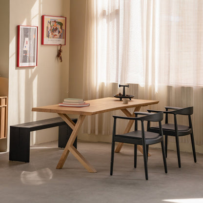 Soren Solid Ash Wood Dining Armchair – Sculptural Curved Back Chair