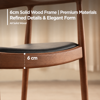 Soren Solid Ash Wood Dining Armchair – Sculptural Curved Back Chair