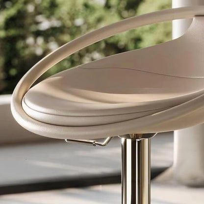 Sculptural 360° Swivel Bar Stool — Ivory & Polished Stainless Steel