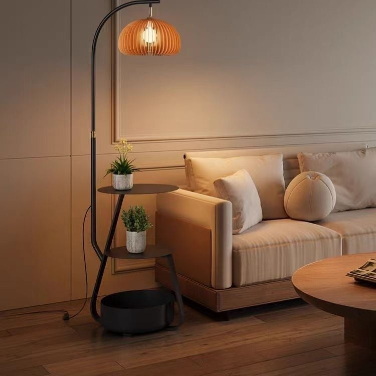 AUSI Pumpkin Carriage Arc Floor Lamp with Side Table | Autumn Glow – Ready to Ship