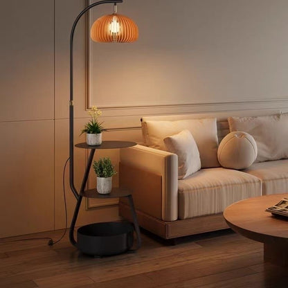 AUSI Pumpkin Carriage Arc Floor Lamp with Side Table | Autumn Glow – Ready to Ship