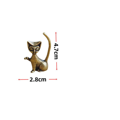 Modern Brass Cat Figurines | Sculptural Shelf & Table Decor