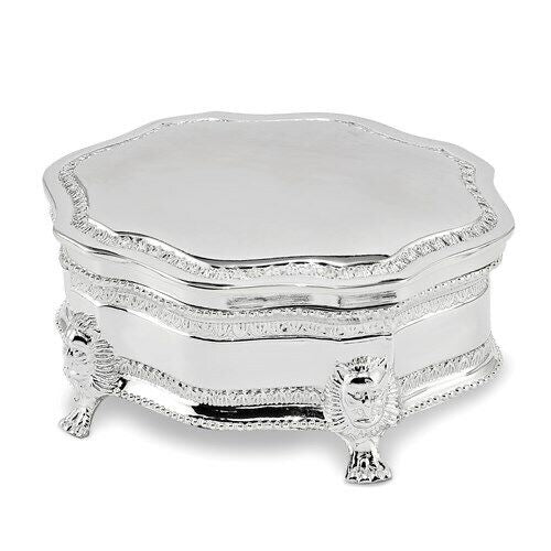 Elegant Silver-Plated Victorian Footed Jewelry Box – Timeless Storage for Your Treasures