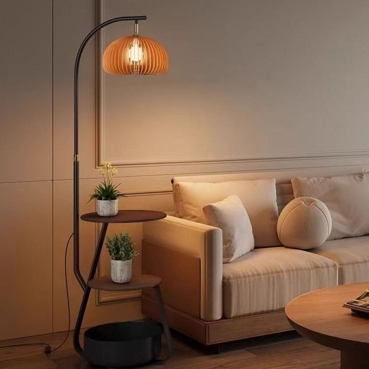 AUSI Pumpkin Carriage Arc Floor Lamp with Side Table | Autumn Glow – Ready to Ship