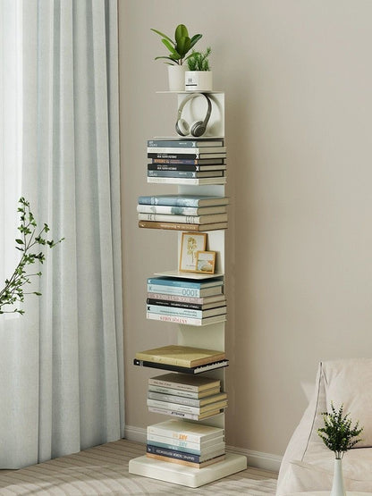 Modern Floating Bookshelf - 6, 7, 8, 9, and 10 Tier Vertical Storage | Space-Saving Metal Bookcase for Home & Office