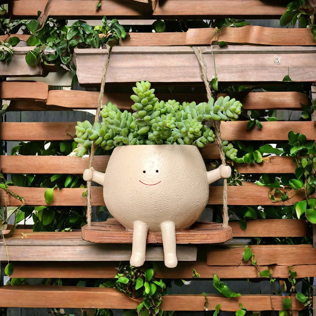 Smiley Face Hanging Planter | Swing Plant Pot for Indoor & Outdoor Décor