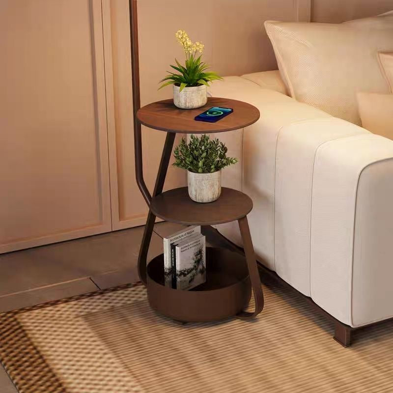 AUSI Scalloped Arc Floor Lamp with Side Table | Vintage Petal Shade