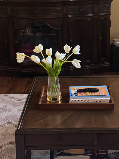 Handcrafted Large Solid Wood Nesting Serving Trays Minimalist Coffee Table & Ottoman Tray Decor