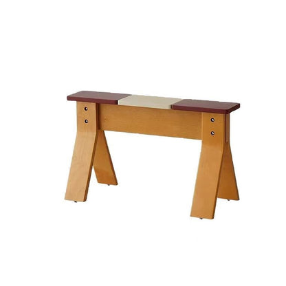 AUSI Color Block Wood Bench | Architectural Trestle Entryway Bench | Modern Café & Dining Bench